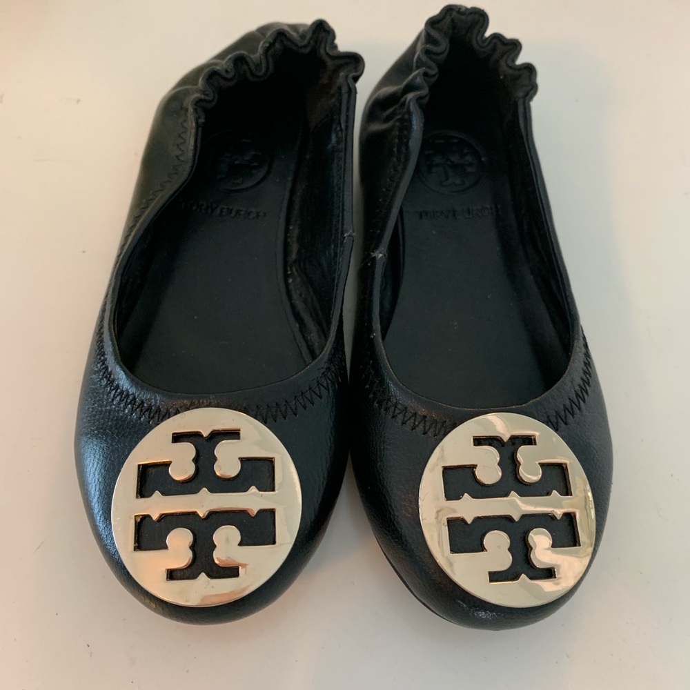 Tory Burch  girls size 29 black leather flats